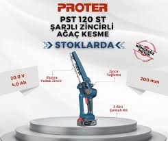 PROTER PST120ST AKÜLÜ ZİNCİRLİ BUDAMA TESTERESİ 20V 2x4.0Ah KÖMÜRSÜZ MOTOR 20Cm Pala